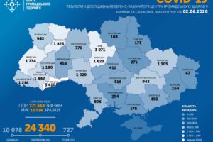 В Україні підтверджено 24 340 випадків COVID-19