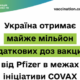 Україна отримає майже мільйон додаткових доз вакцини від Рfizer в межах ініціативи Сovax