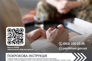 До уваги надавачів послуг із психологічної допомоги ветеранам війни та членам їх сімей, а також рідним загиблих Захисників