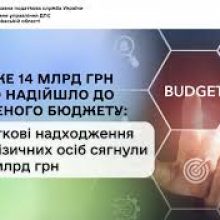Майже 14 млрд грн ПДФО надійшло до зведеного бюджету: податкові надходження від фізичних осіб сягнули 30,3 млрд грн
