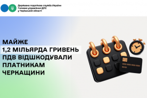Платникам Черкащини відшкодували майже 1,2 млрд грн ПДВ