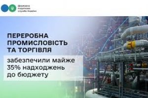 Переробна промисловість та торгівля забезпечили майже 35% надходжень до бюджету