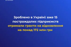 Зроблено в Україні: вже 15 підприємств отримали гранти на відновлення на понад 172 млн грн