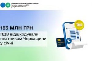 183 млн грн ПДВ відшкодували платникам Черкащини у січні
