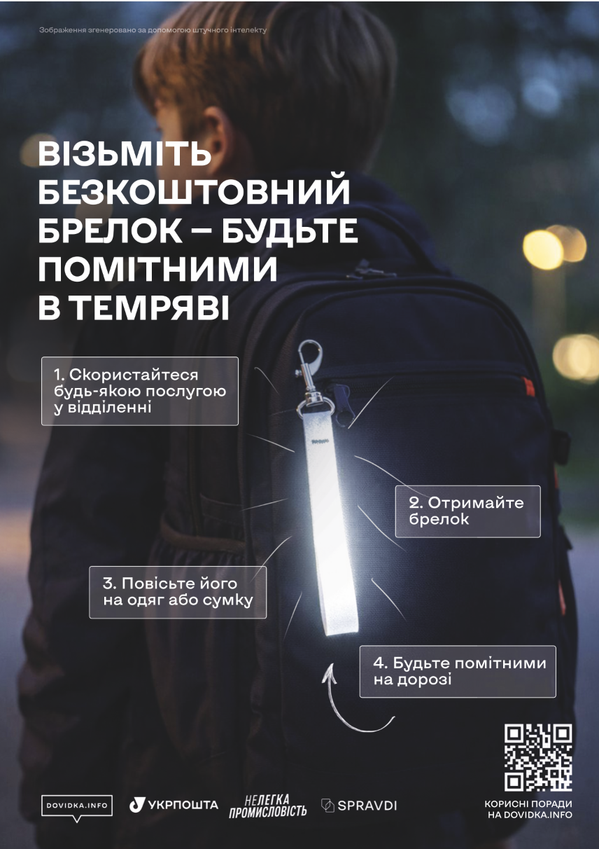 Укрпошта та Dovidka.info роздадуть 15 тисяч світлоповертальних брелоків